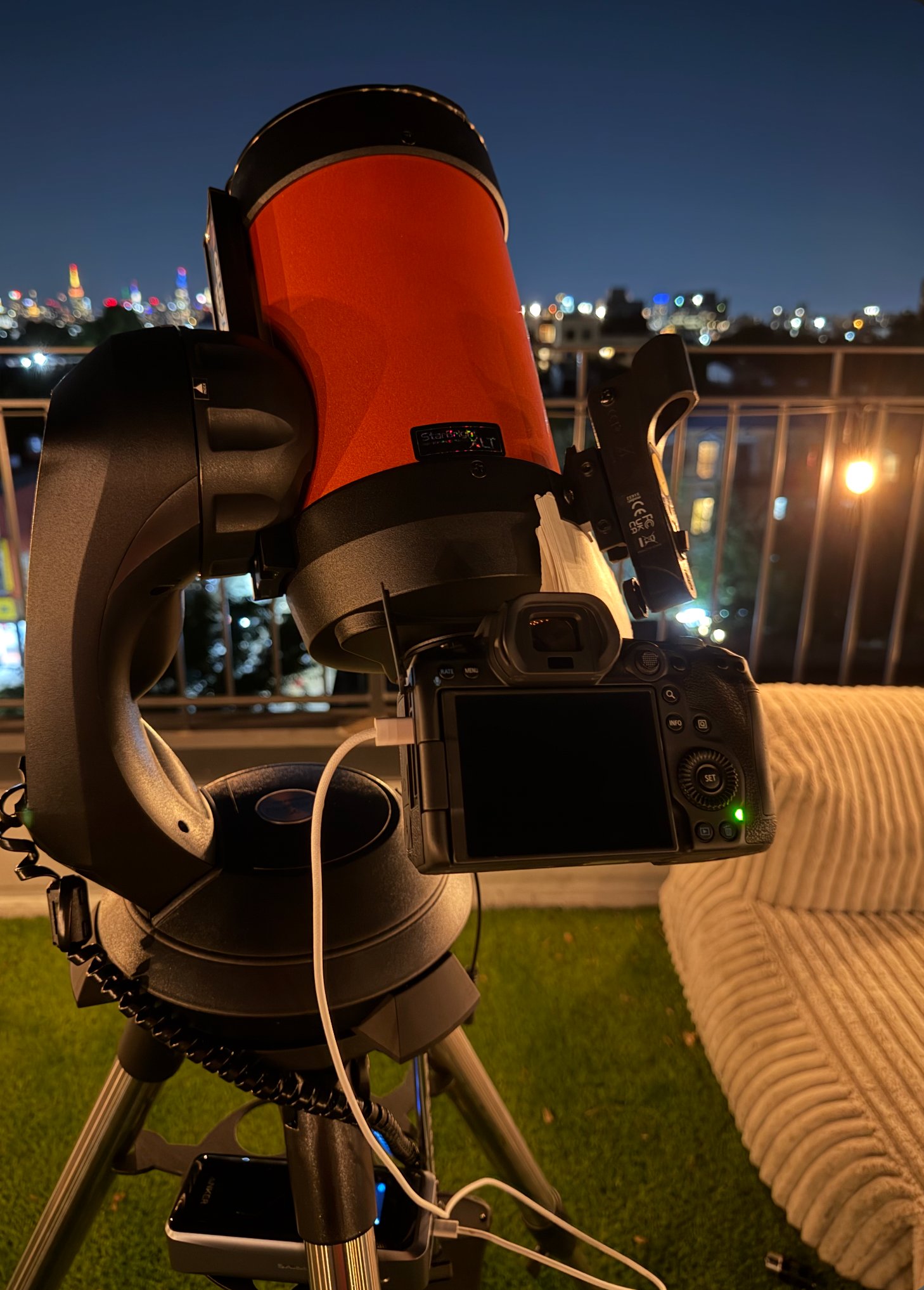 Celestron NexStar 5SE telescope photographed from my roof