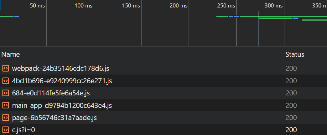 New script c.js present in the Network inspector